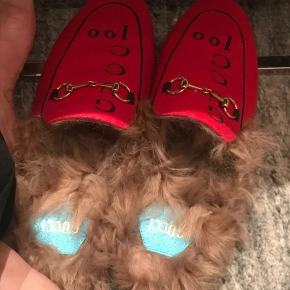 Red Gucci slip ons. holiday edition. barely worn Gucci | Shoes | Gucci Jelly Sandals Authentic Lightly Barely  main image 4